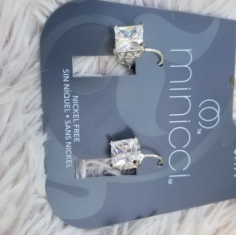 Faux diamond stud clip on errings